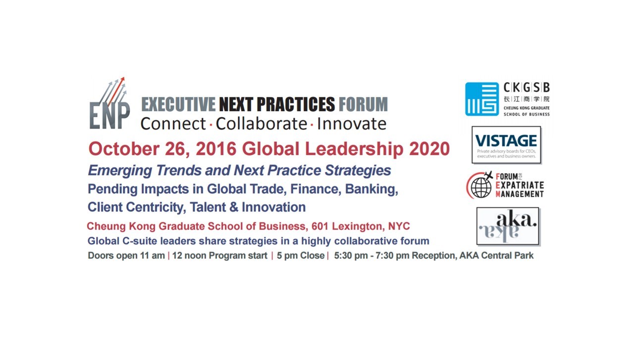 Forum on Global Leadership 2020            New York   26-Oct-16